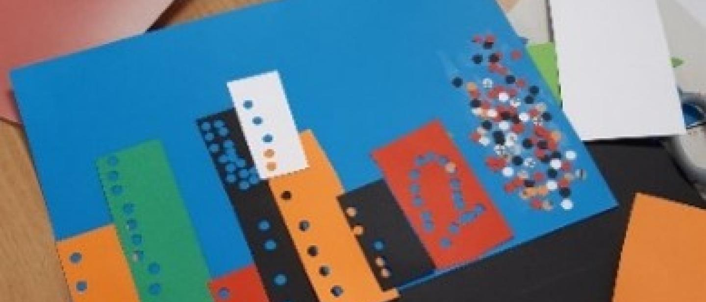 Coloured dots on card art